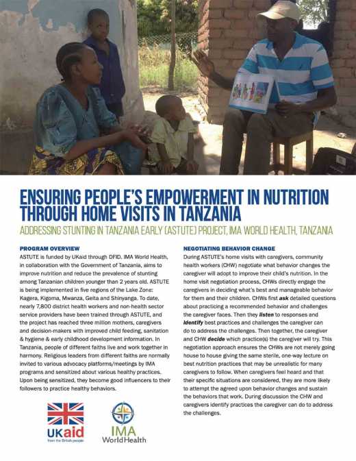 Ensuring people's empowerment in nutrition through home visits in Tanzania