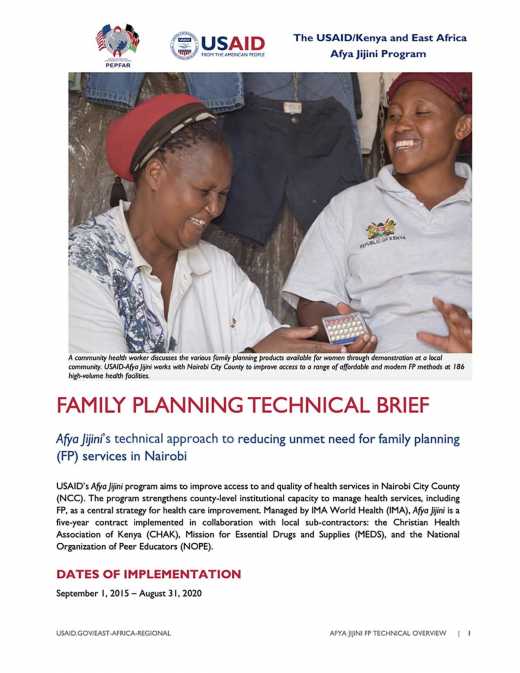 Afya Jijini Family Planning Technical Brief