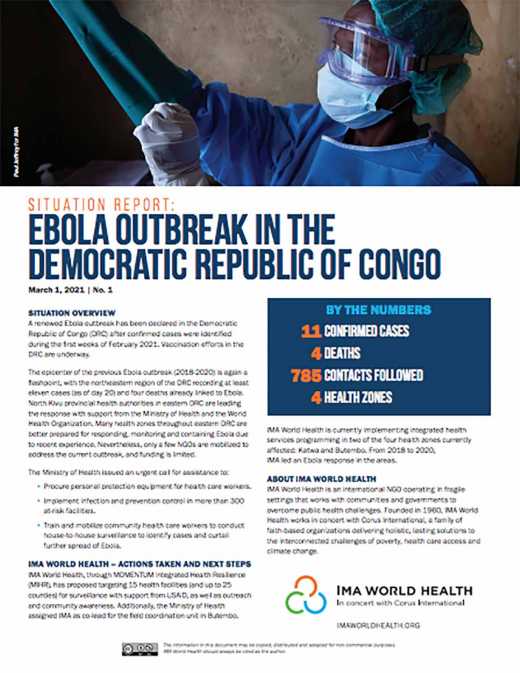 Ebola outbreak in the  Democratic Republic of Congo Situation Report No. 1