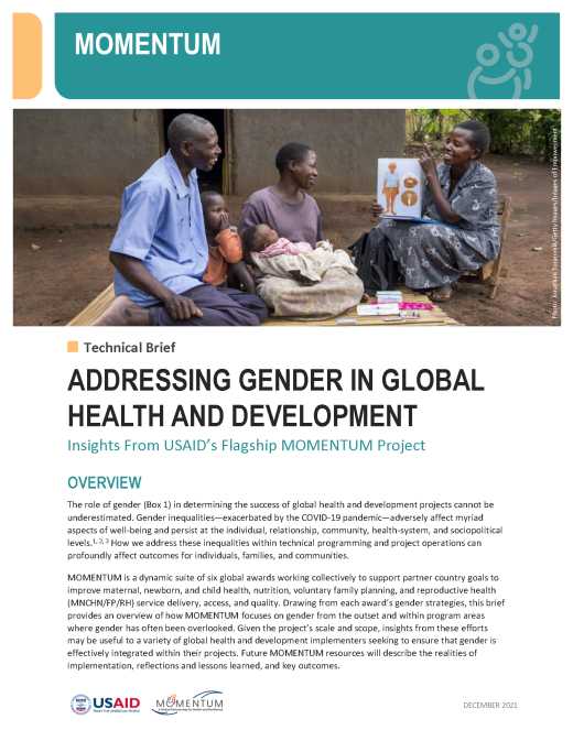 Addressing Gender in Global Health and Development: Insights from MOMENTUM