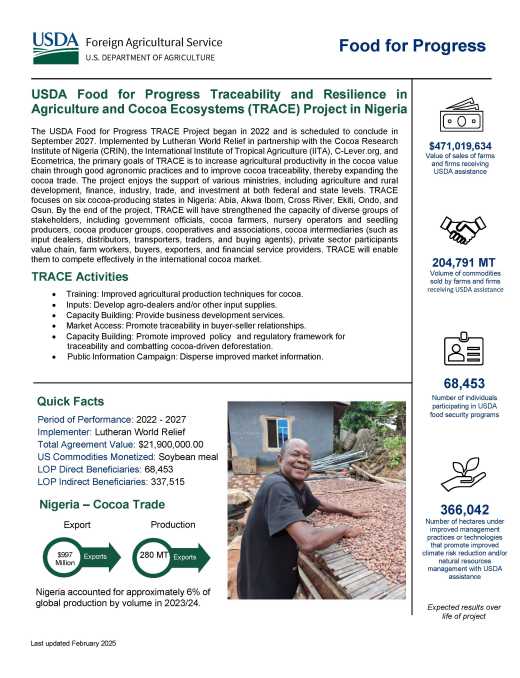 USDA Food for Progress TRACE Project Overview