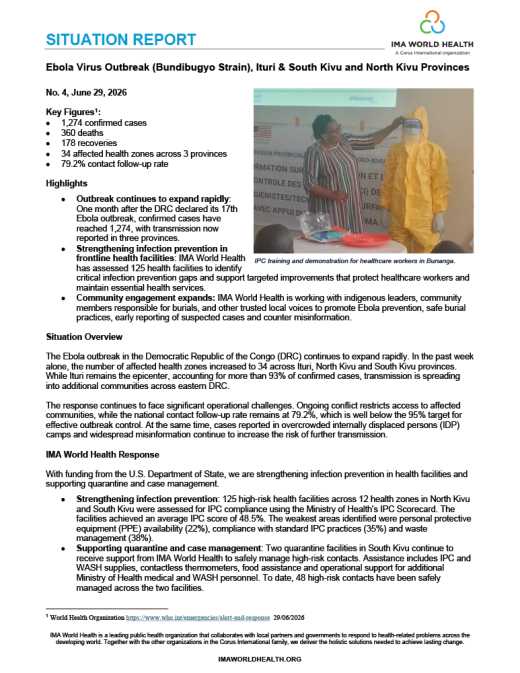 Situation Report #4: Ebola Outbreak in Eastern Democratic Republic of the Congo