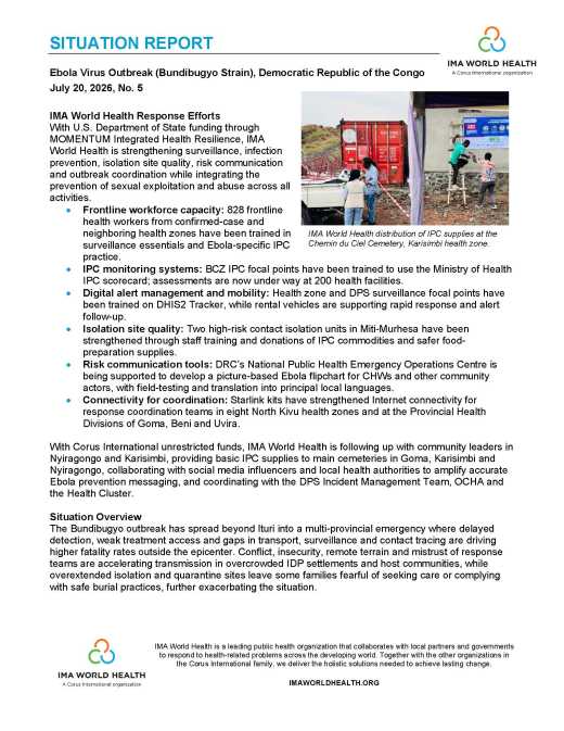 Situation Report #5: Ebola Outbreak in Eastern Democratic Republic of the Congo