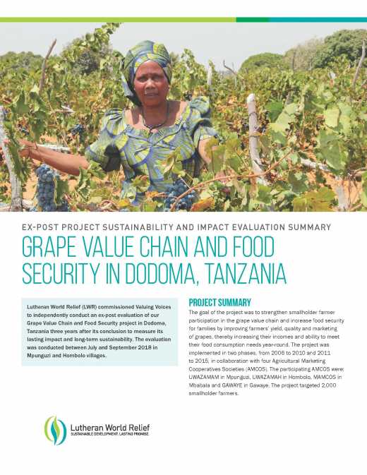 Grape Value Chain and Food Security in Dodoma, Tanzania