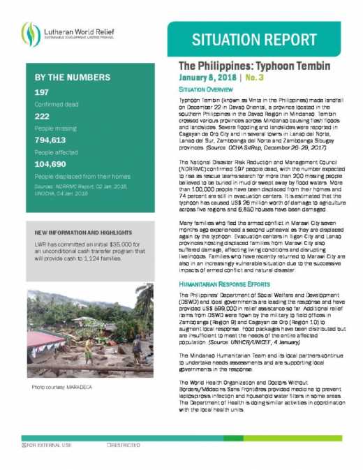 The Philippines: Typhoon Tembin 3
